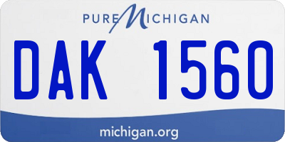 MI license plate DAK1560