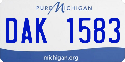 MI license plate DAK1583