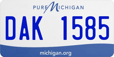 MI license plate DAK1585
