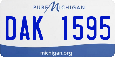 MI license plate DAK1595