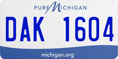 MI license plate DAK1604