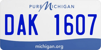 MI license plate DAK1607