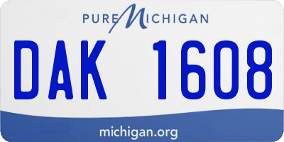 MI license plate DAK1608