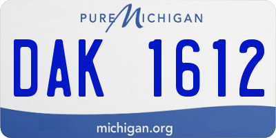 MI license plate DAK1612