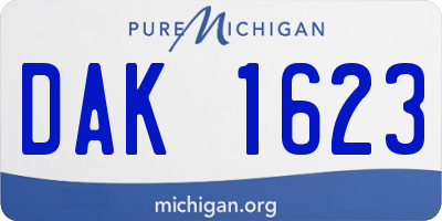 MI license plate DAK1623