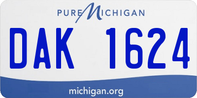 MI license plate DAK1624