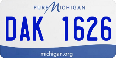 MI license plate DAK1626