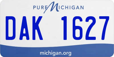 MI license plate DAK1627
