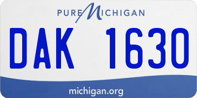 MI license plate DAK1630