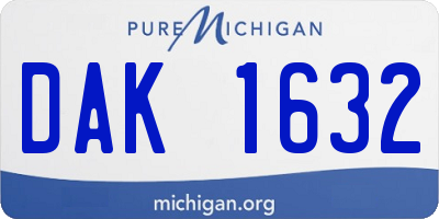 MI license plate DAK1632