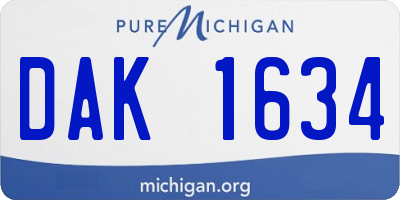 MI license plate DAK1634