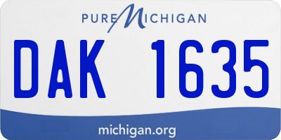 MI license plate DAK1635