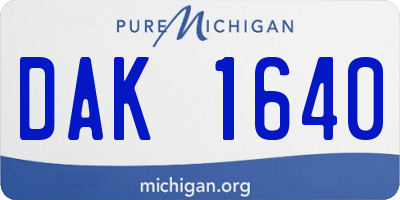 MI license plate DAK1640