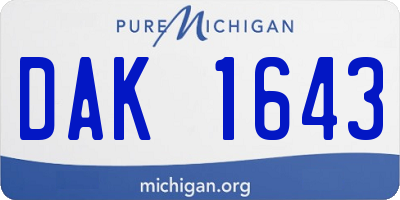 MI license plate DAK1643