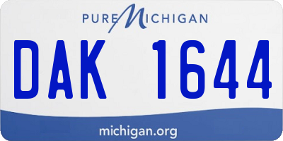 MI license plate DAK1644