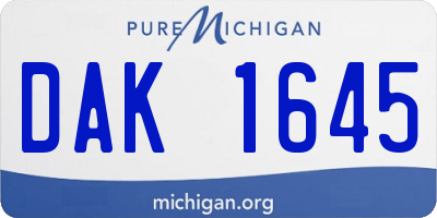 MI license plate DAK1645