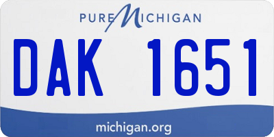 MI license plate DAK1651