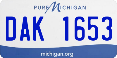 MI license plate DAK1653