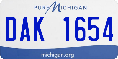 MI license plate DAK1654