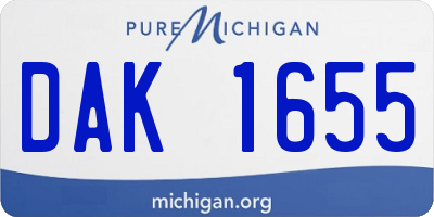 MI license plate DAK1655