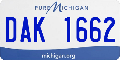 MI license plate DAK1662