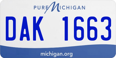 MI license plate DAK1663