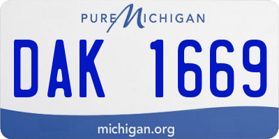 MI license plate DAK1669