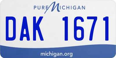 MI license plate DAK1671