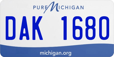 MI license plate DAK1680