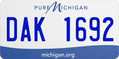 MI license plate DAK1692