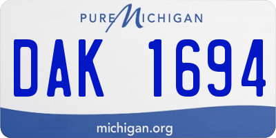 MI license plate DAK1694