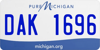 MI license plate DAK1696