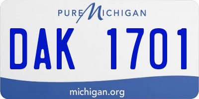 MI license plate DAK1701
