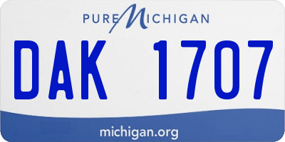 MI license plate DAK1707
