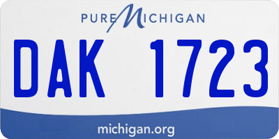 MI license plate DAK1723