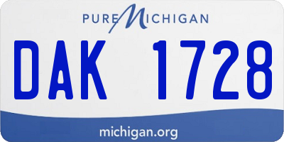 MI license plate DAK1728