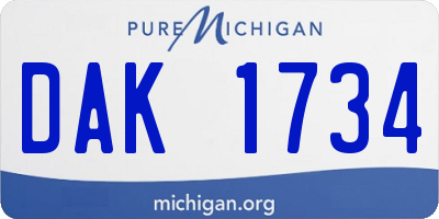 MI license plate DAK1734