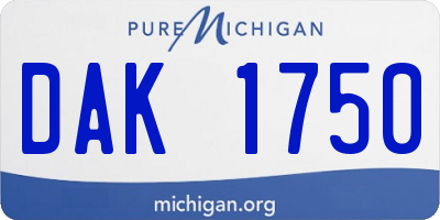 MI license plate DAK1750