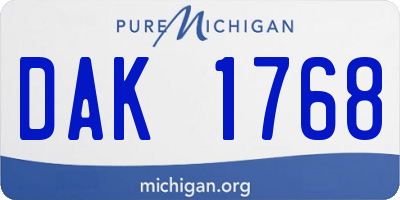 MI license plate DAK1768