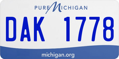 MI license plate DAK1778