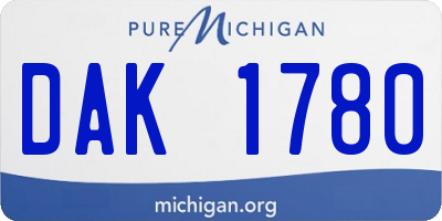 MI license plate DAK1780