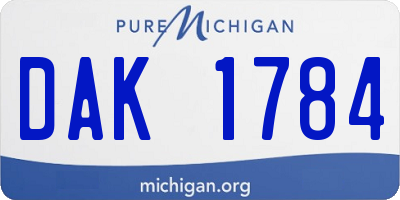 MI license plate DAK1784