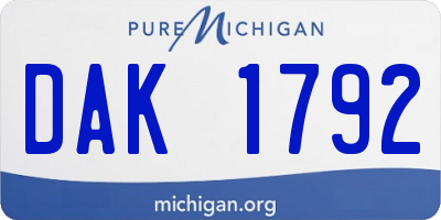 MI license plate DAK1792