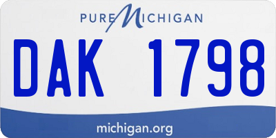 MI license plate DAK1798