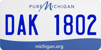 MI license plate DAK1802