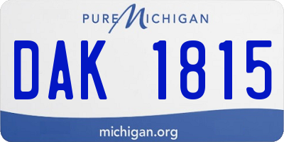 MI license plate DAK1815