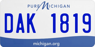 MI license plate DAK1819