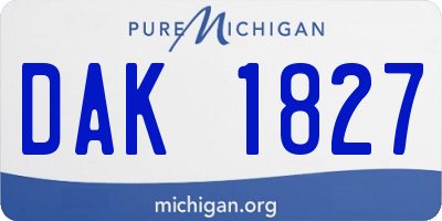 MI license plate DAK1827