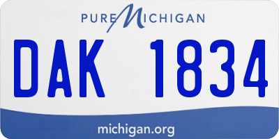 MI license plate DAK1834