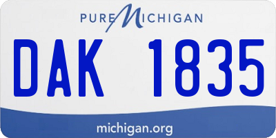 MI license plate DAK1835